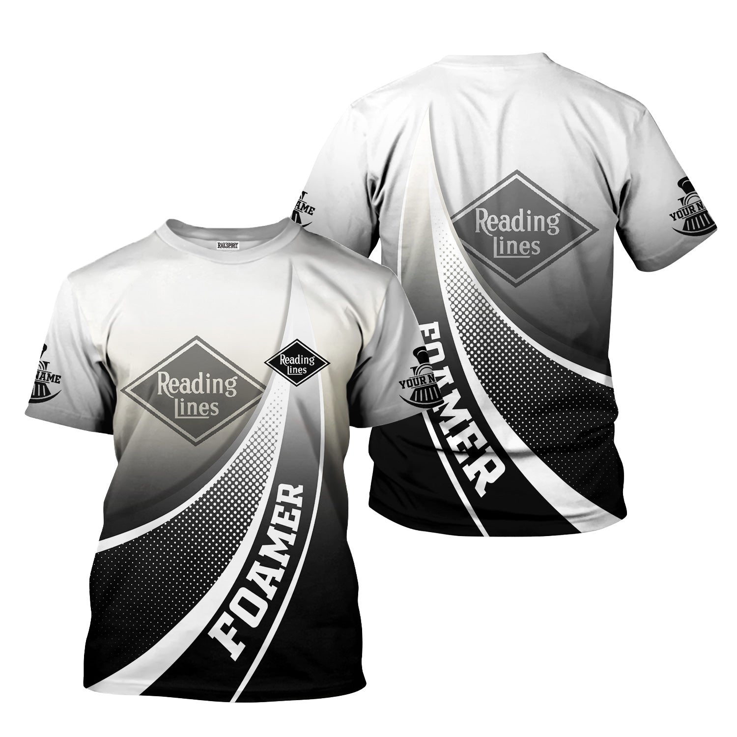 Railspirit Personalized Reading Railroad T-Shirt Railway-Themed Style Shirt Gift Idea For Trainspotter