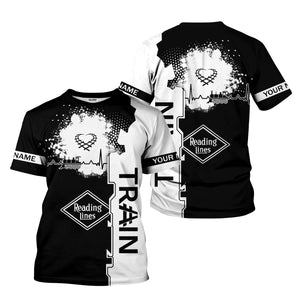 Railspirit Personalized Reading Railroad T-Shirt Engine Heartbeat and Track Love Style Shirt Gift Idea For Train Lovers