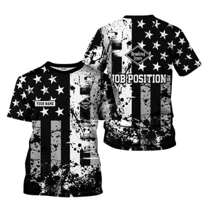 Railspirit Personalized Reading Railroad T-Shirt Artistic Paint American Flag Style Train Shirt