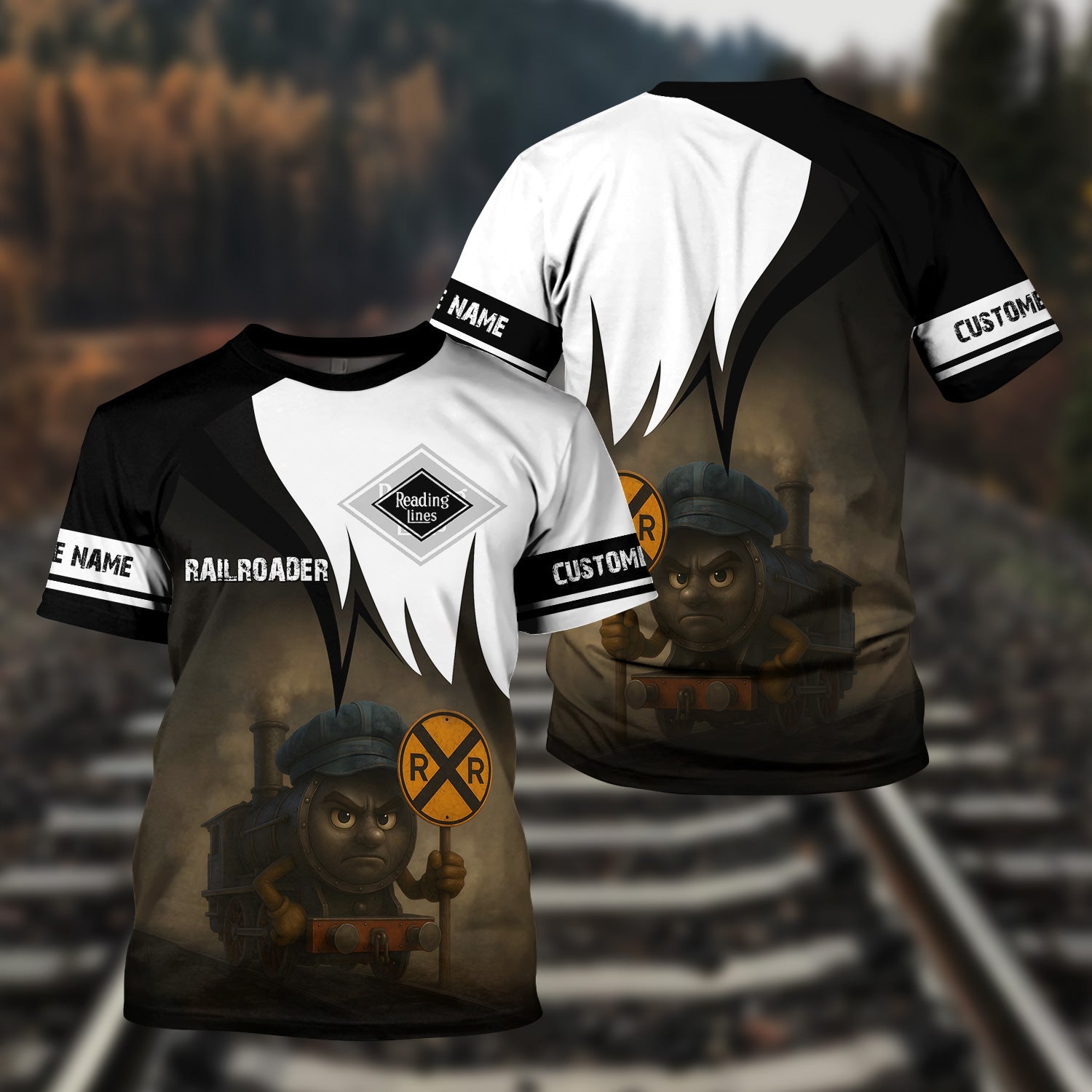 Railspirit Personalized Reading Railroad T-Shirt Angry Train Shirt Gift Idea For Train Lover