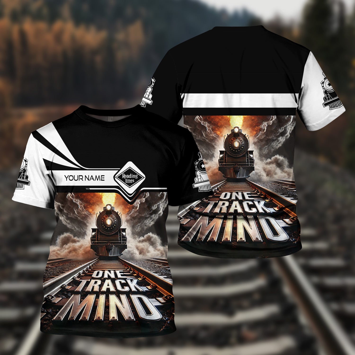 Railspirit Personalized Reading Railroad T Shirt One Track Mind Train Printed Shirt
