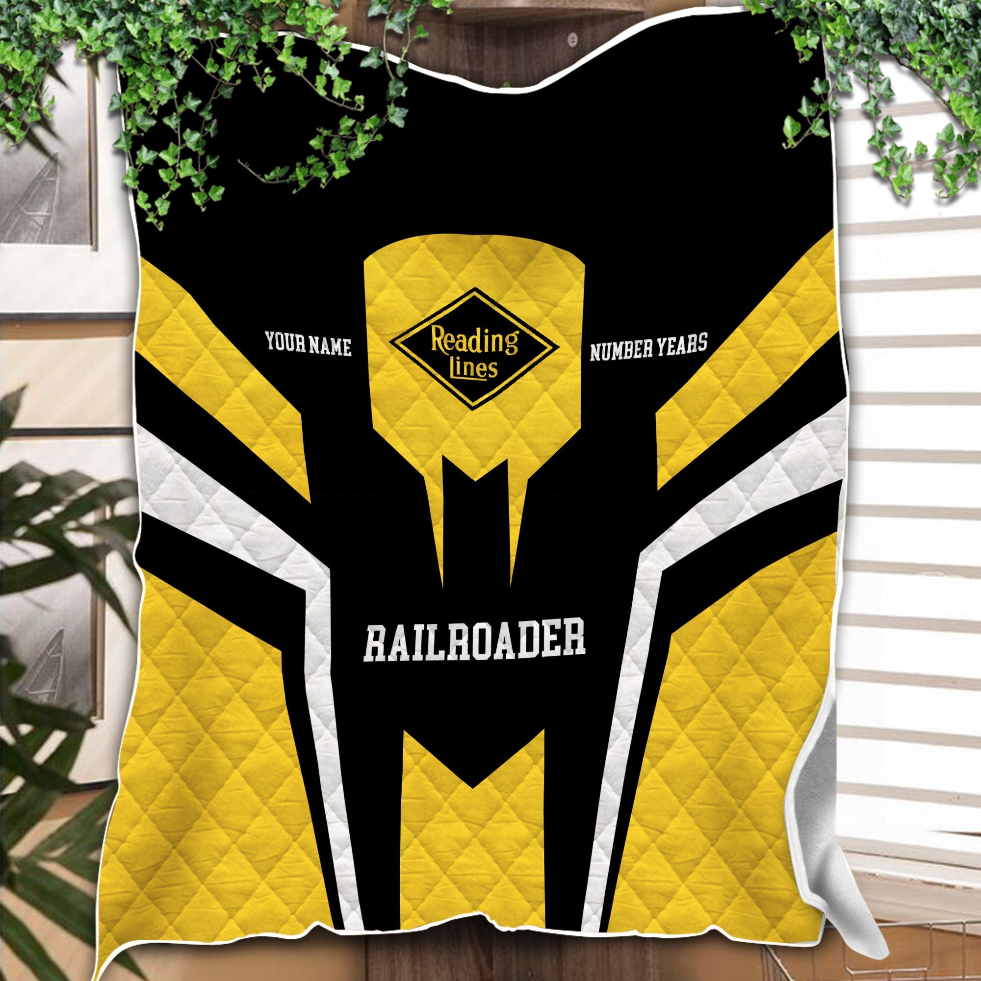 Railspirit Personalized Reading Railroad Premium Quilts Custom Year Railroader Gift Idea For Train Lover