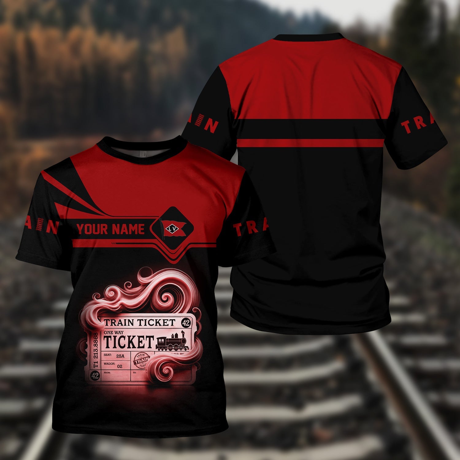 Railspirit Personalized Lehigh Valley Railroad T Shirt Train Ticket American Locomotive Printed Train