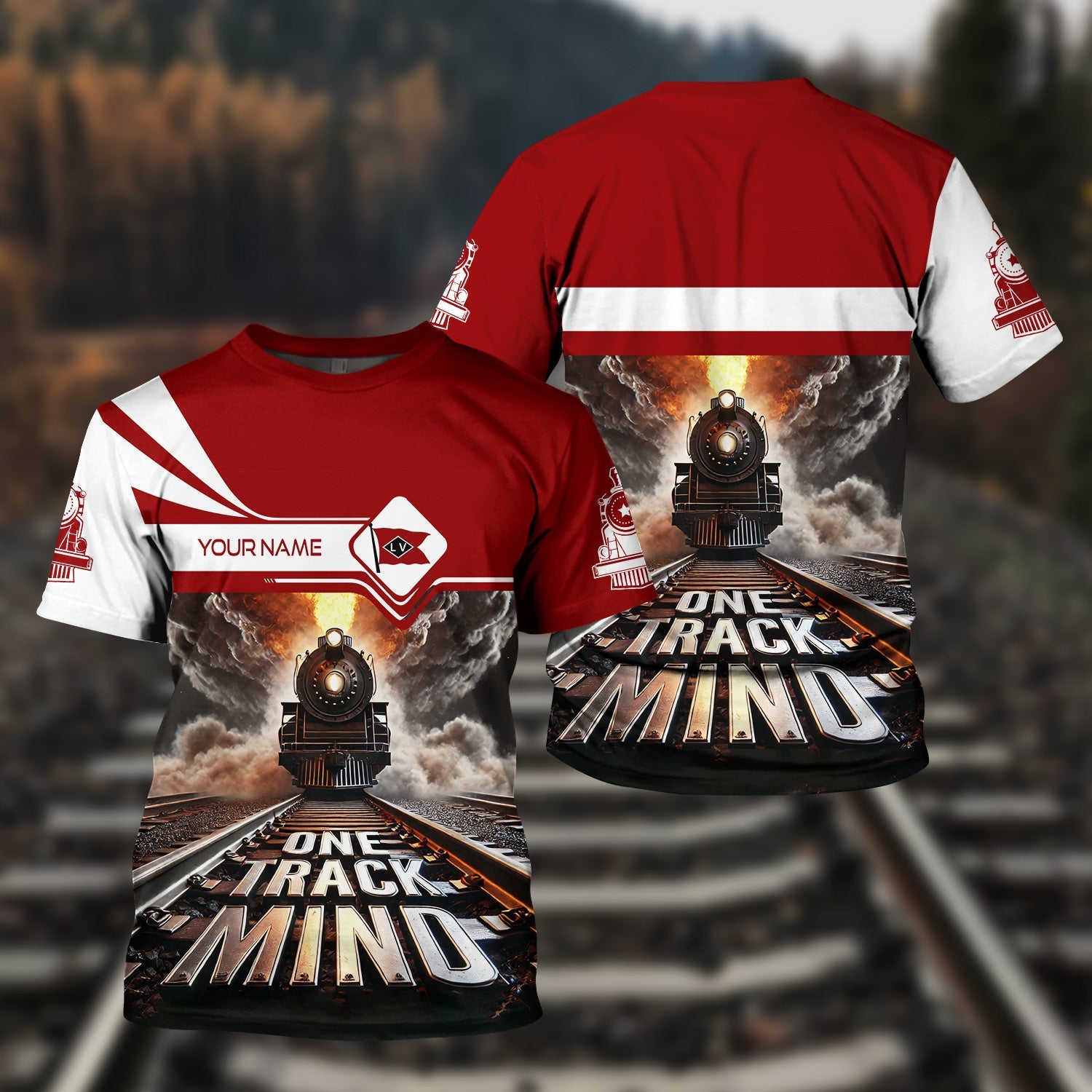 Railspirit Personalized Lehigh Valley Railroad T Shirt One Track Mind Train Printed Shirt