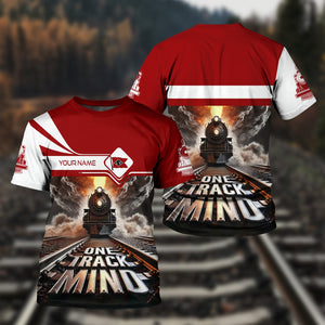 Railspirit Personalized Lehigh Valley Railroad T Shirt One Track Mind Train Printed Shirt