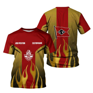 Railspirit Custom Name and Job Title Lehigh Valley Railroad T-Shirt Flame Graphic Train Shirt