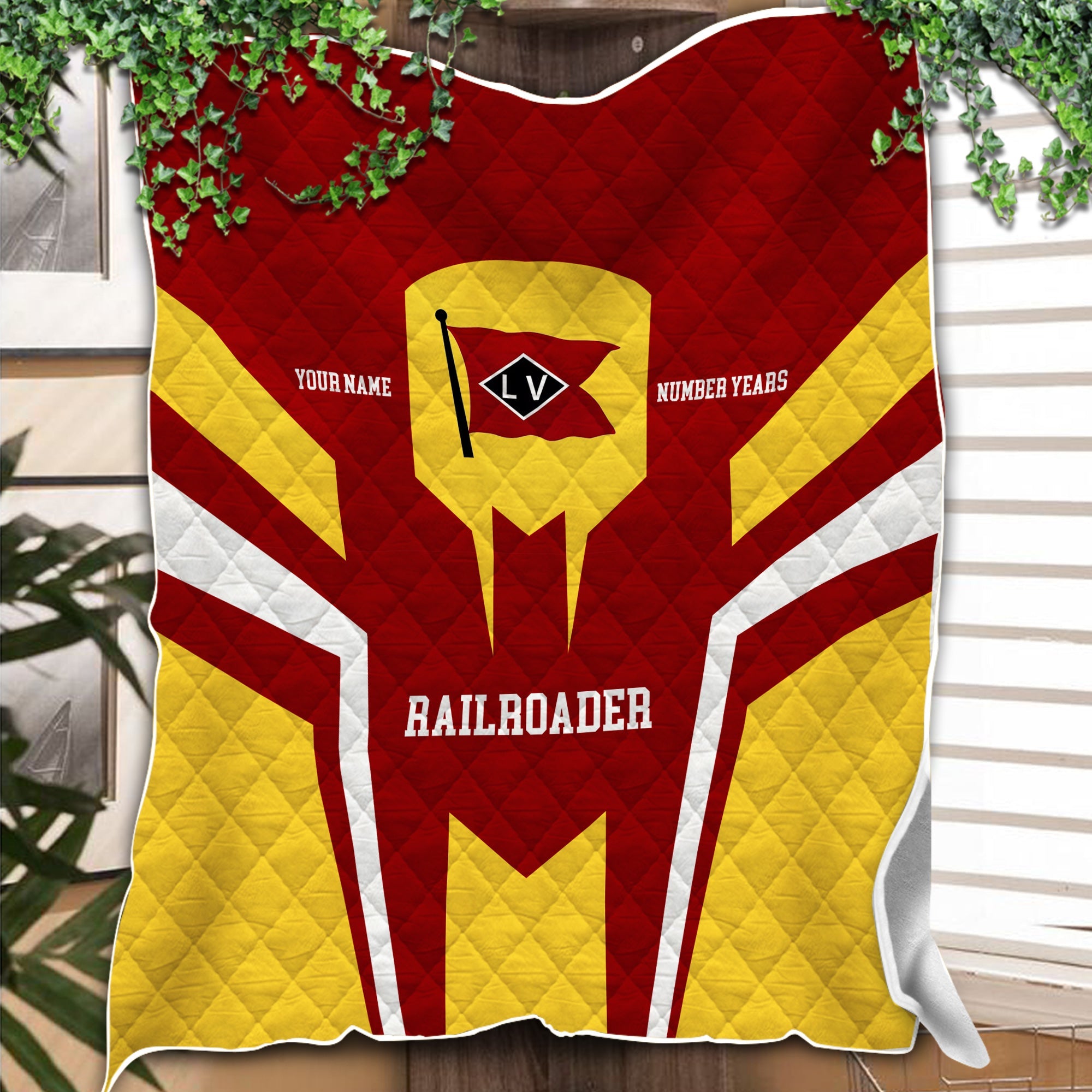 Railspirit Personalized Lehigh Valley Railroad Premium Quilts Custom Year Railroader Gift Idea For Train Lover