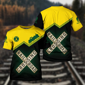Railspirit Personalized Maine Central Railroad T Shirt Railroad Crossing Printed Train Track Shirt