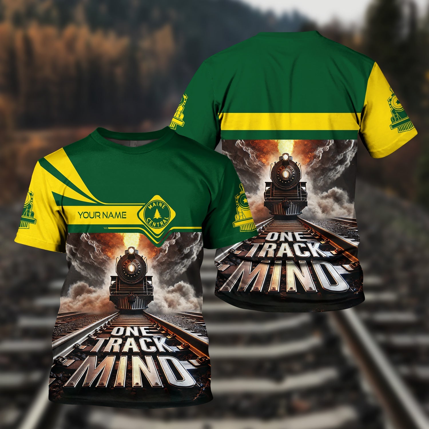 Railspirit Personalized Maine Central Railroad T Shirt One Track Mind Train Printed Shirt