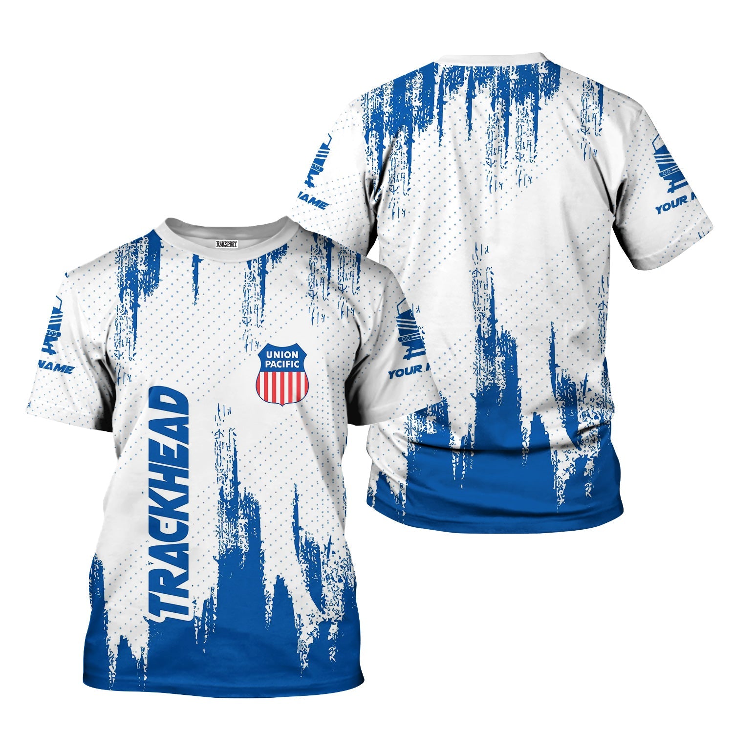Railspirit Personalized Union Pacific Railroad T-Shirt Paint Impact Design Big Boy Train Shirt for Trackhead