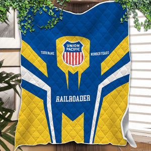Railspirit Personalized Union Pacific Railroad Premium Quilts Custom Year Railroader Big Boy Gift Idea For Train Lover