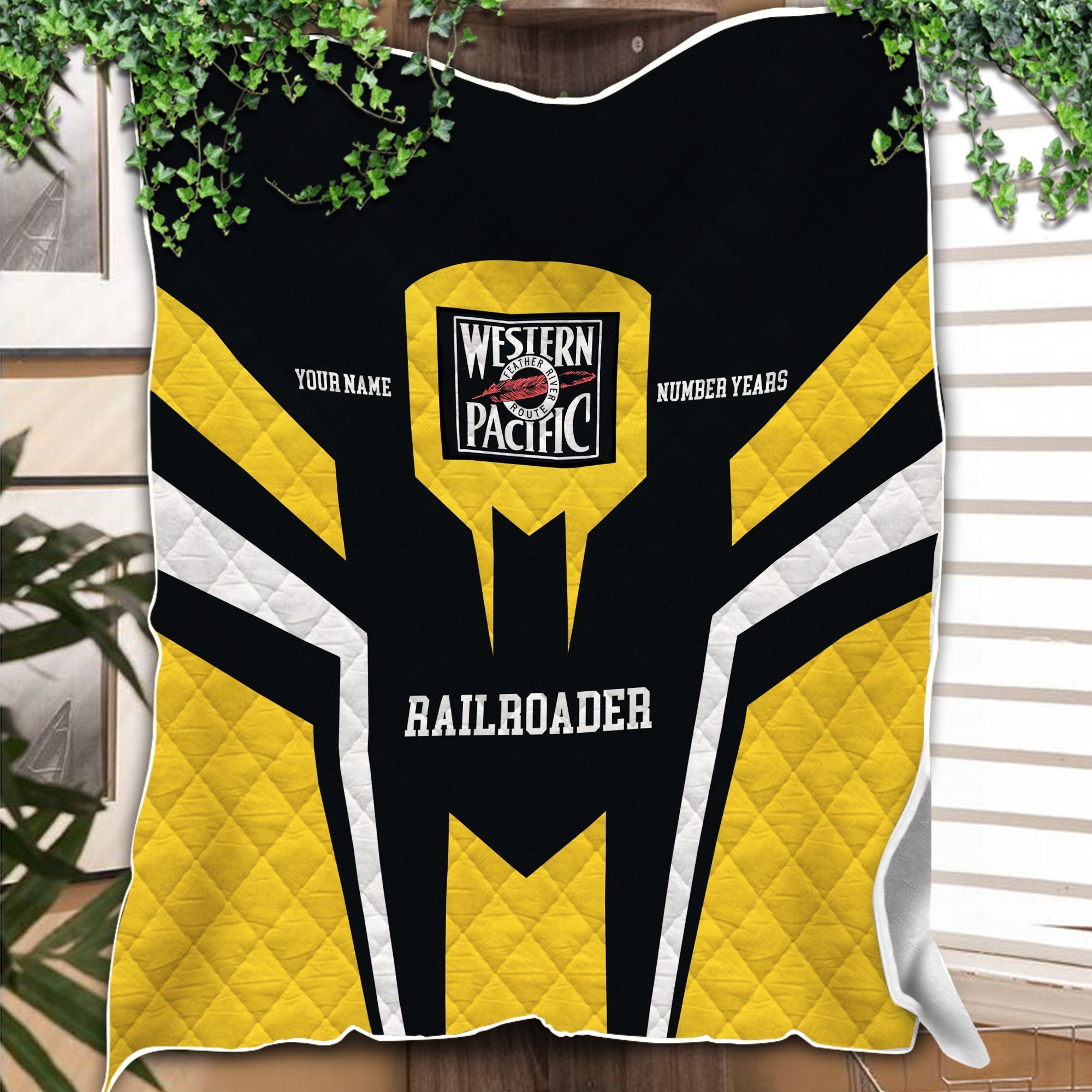 Railspirit Personalized Western Pacific Railroad Premium Quilts Custom Year Railroader Gift Idea For Train Lover