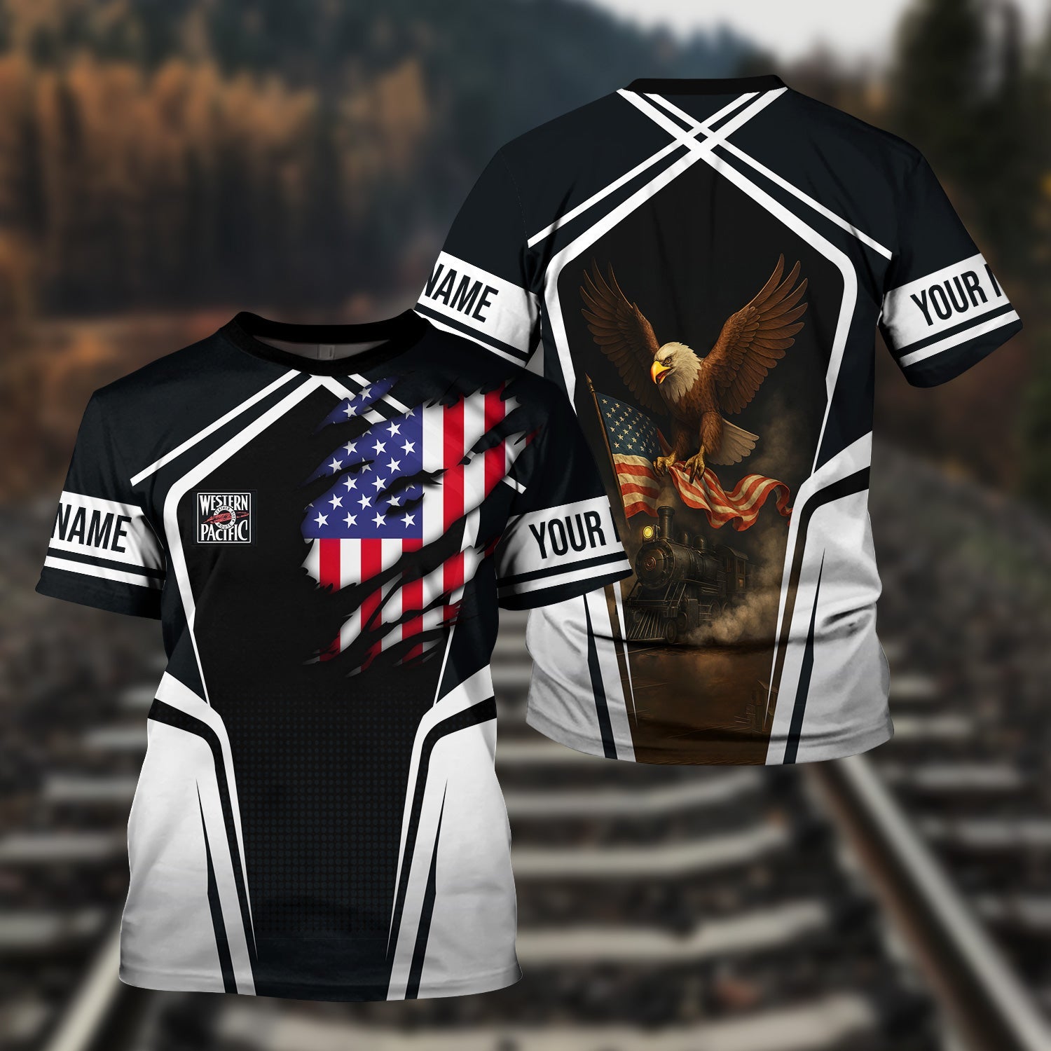 Railspirit Personalized Western Pacific Railroad T Shirt American Eagle Vintage Train Shirt