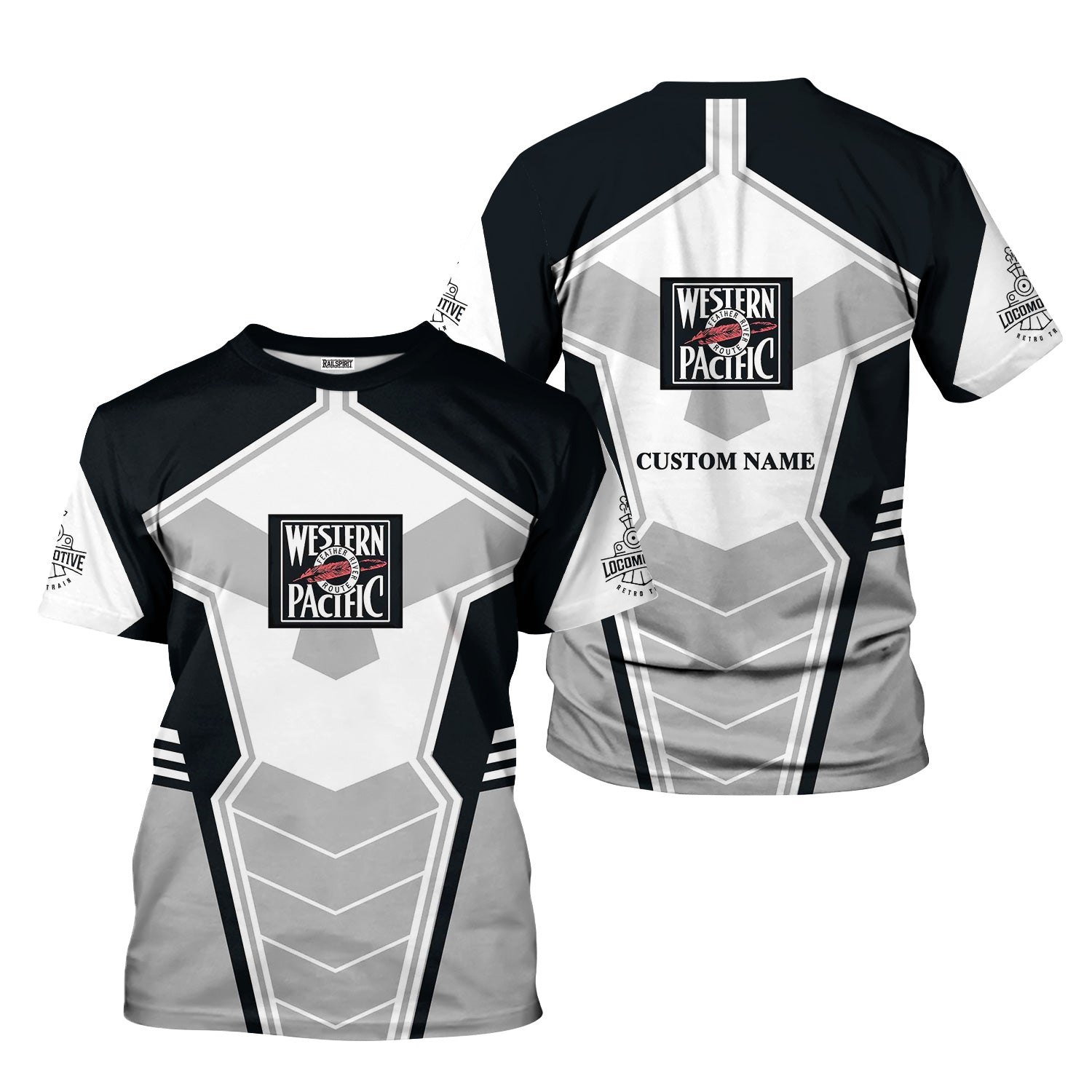 Railspirit Personalized Western Pacific Railroad T-Shirt Engine-Inspired Style Train Shirt for Railroad Fanatic