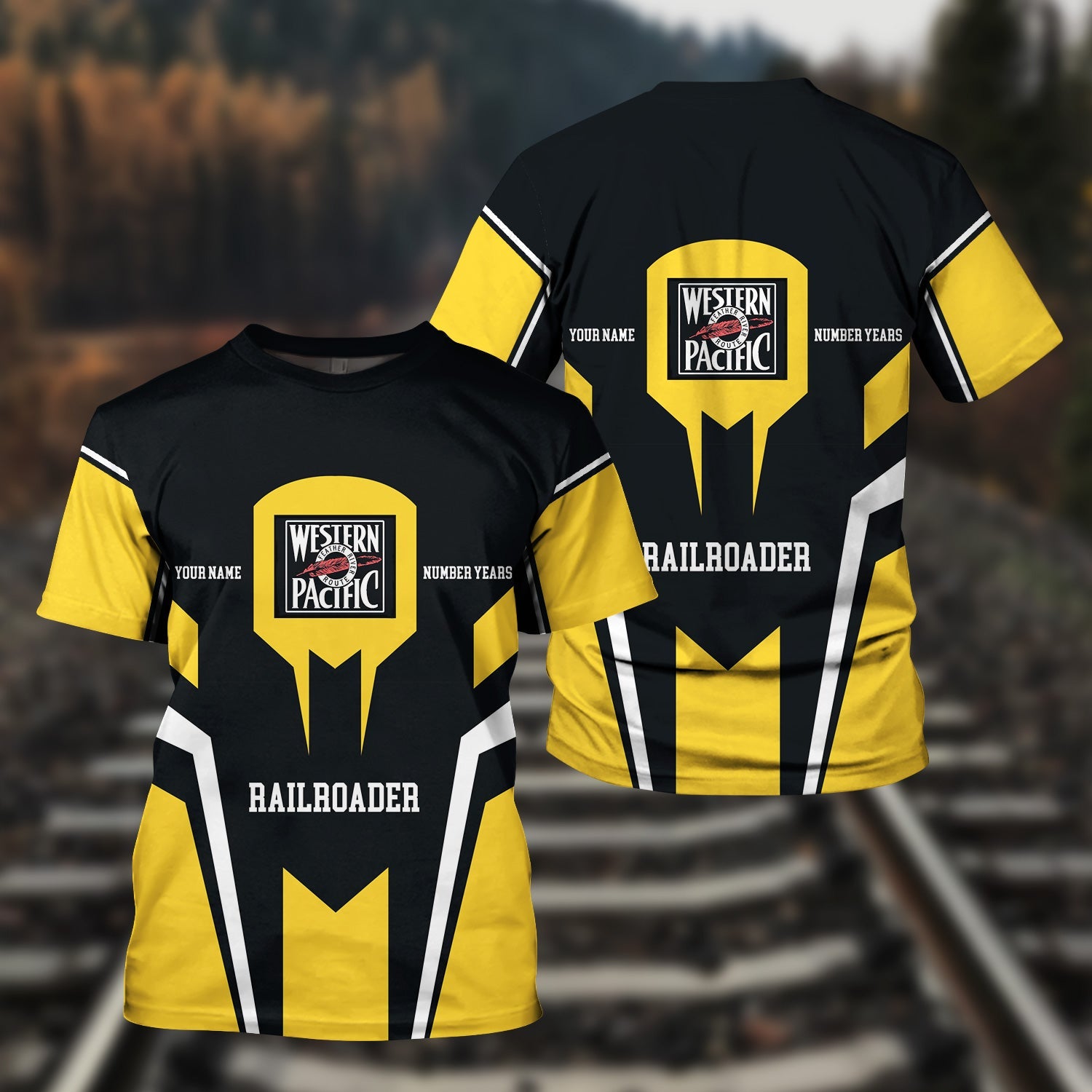 Railspirit Personalized Western Pacific Railroad T-Shirt Custom Year Railroader Shirt Gift Idea For Train Lover