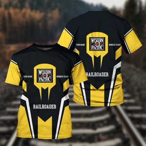 Railspirit Personalized Western Pacific Railroad T-Shirt Custom Year Railroader Shirt Gift Idea For Train Lover