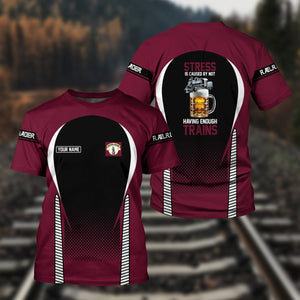 Railspirit Personalized Boston and Maine Railroad T Shirt Stress Is Caused By Not Having Enough Trains Shirt All Over Print