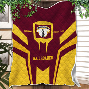 Railspirit Personalized Boston and Maine Railroad Premium Quilts Custom Year Railroader Gift Idea For Train Lover