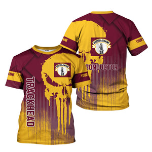 Railspirit Personalized Boston and Maine Railroad T-Shirt Skull Design with Custom Job Train Shirt for Trackhead Crew