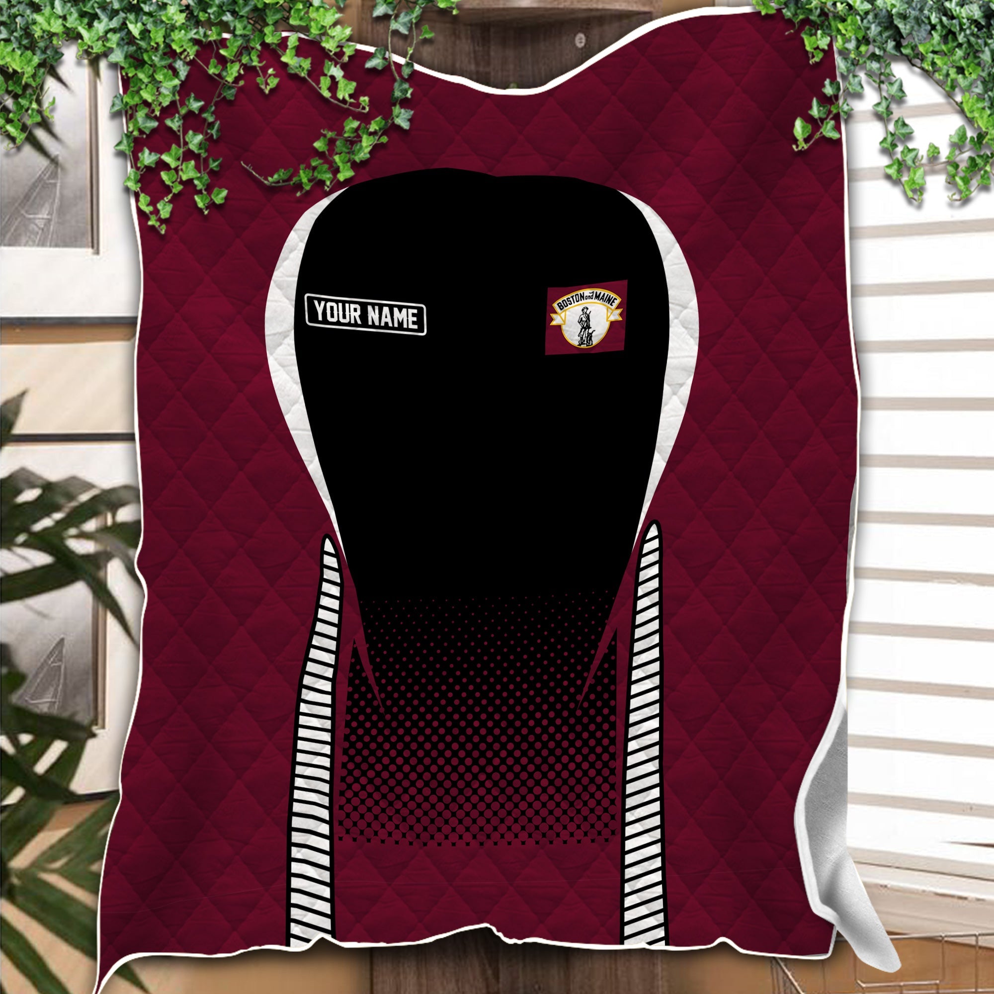 Railspirit Personalized Boston and Maine Railroad Premium Quilts Train Premium Quilts Gift Idea For Train Lover