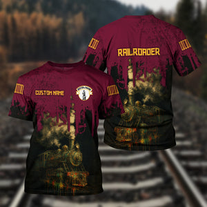 Railspirit Personalized Boston and Maine Railroad T-Shirt Vintage Train Art Style Shirt For Locomotive Fans