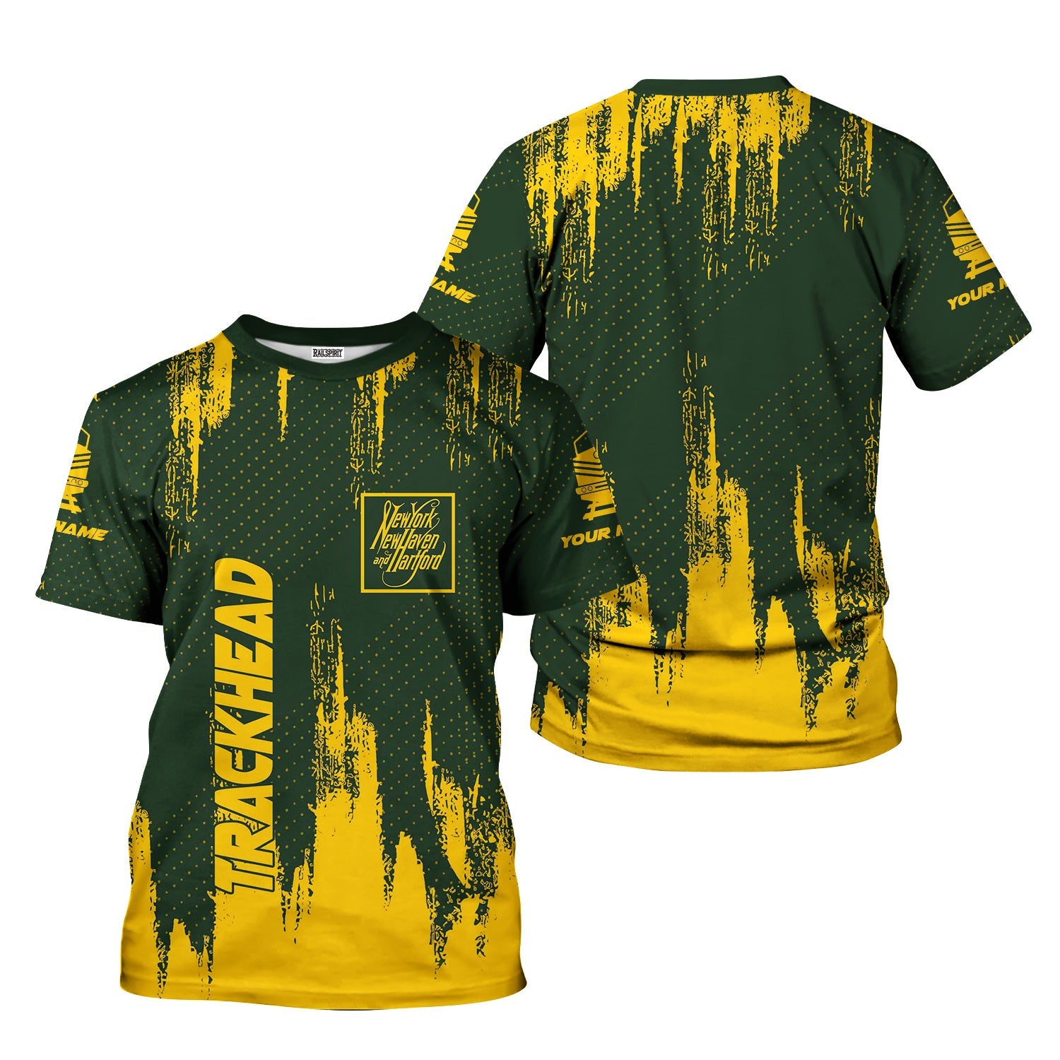 Railspirit Personalized New York, New Haven and Hartford Railroad T-Shirt Paint Impact Design New Haven Railroad Train Shirt for Trackhead