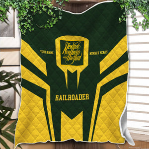 Railspirit Personalized New York, New Haven and Hartford Railroad Premium Quilts Custom Year Railroader New Haven Railroad Gift Idea For Train Lover