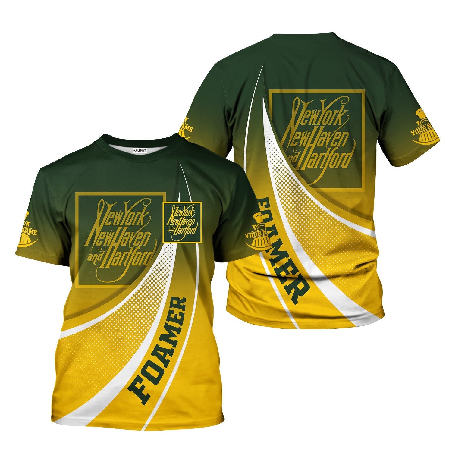 Railspirit Personalized New York, New Haven and Hartford Railroad T-Shirt Railway-Themed Style New Haven Railroad Shirt Gift Idea For Trainspotter