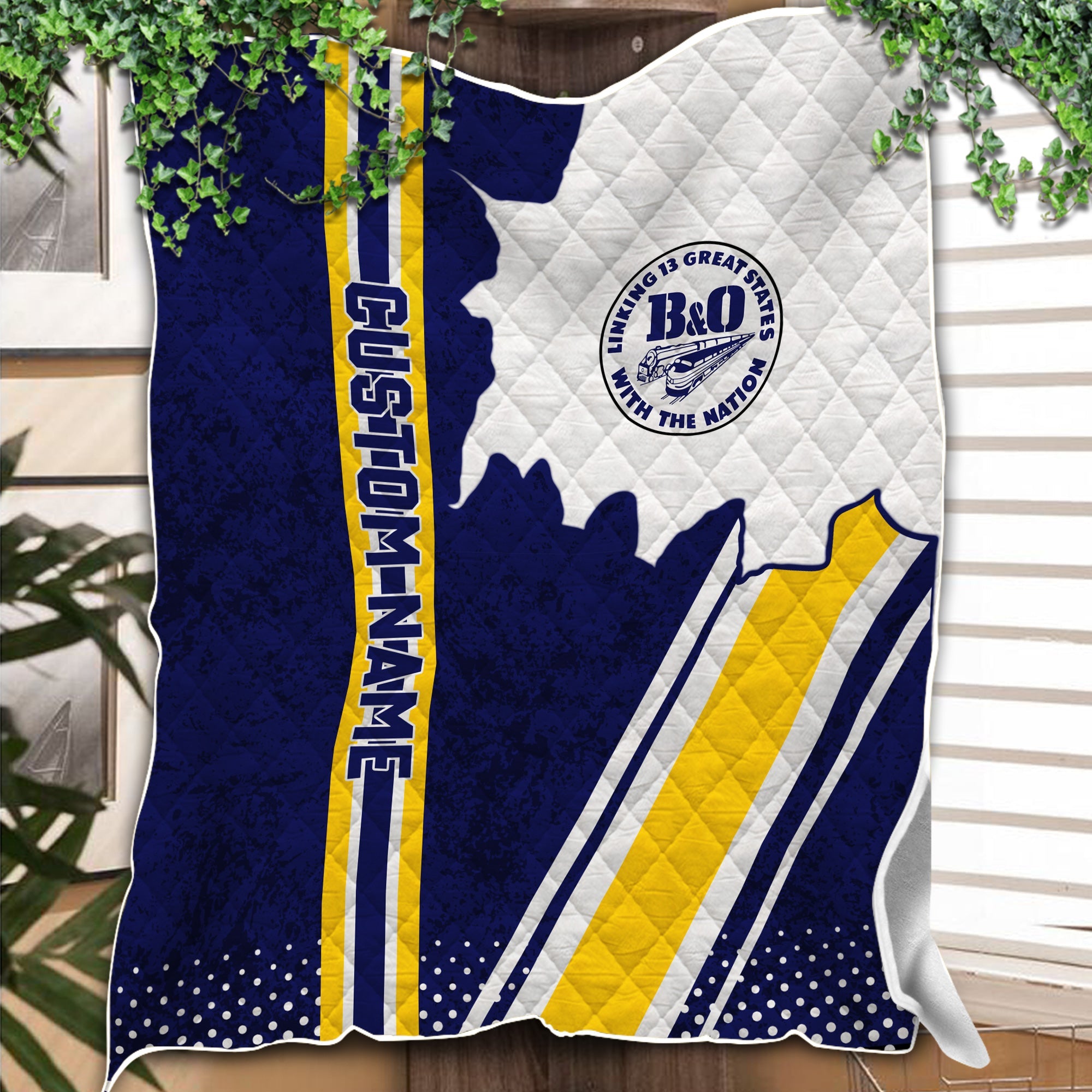 Railspirit Personalized B&O Great States Railroad Premium Quilts Vintage All Over Printed Premium Quilts