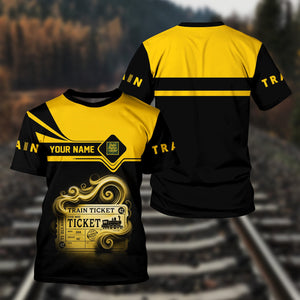 Railspirit Personalized New York, New Haven and Hartford Railroad T Shirt Train Ticket American Locomotive Printed Train