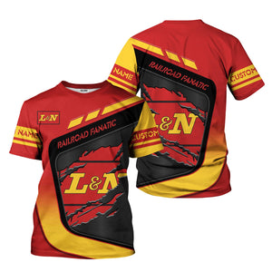 Railspirit Personalized Louisville and Nashville Railroad T-Shirt Ripped Texture Style L&N Train Shirt For Railroad Fanatic