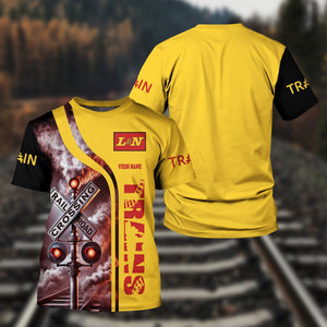 Railspirit Custom Name Louisville and Nashville Railroad T Shirt One Track Mind American Locomotive Train Shirt All Over Print