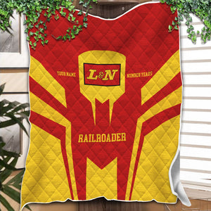 Railspirit Personalized Louisville and Nashville Railroad Premium Quilts Custom Year Railroader L&N Gift Idea For Train Lover