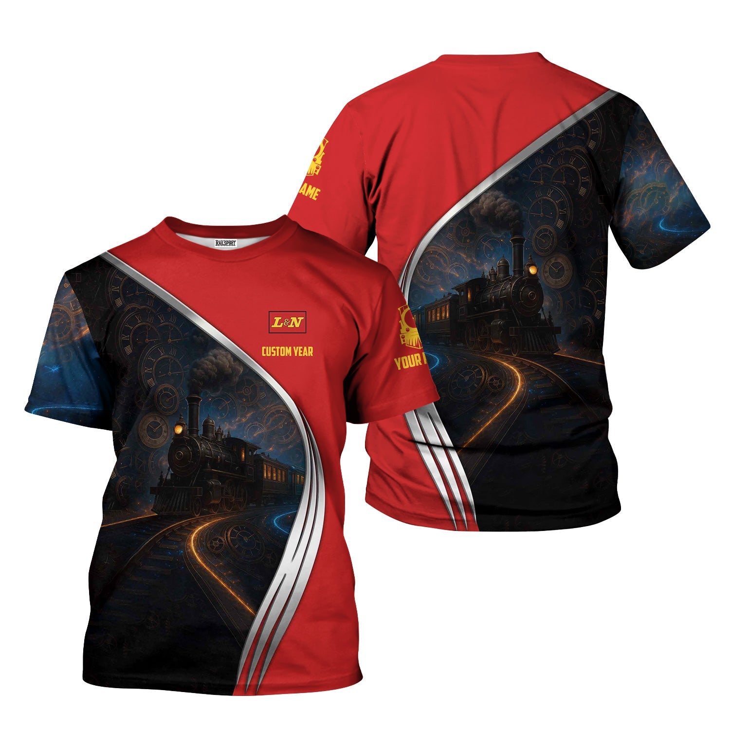 Railspirit Personalized Louisville and Nashville Railroad T-Shirt Steampunk Locomotive with Custom Year L&N Train Shirt
