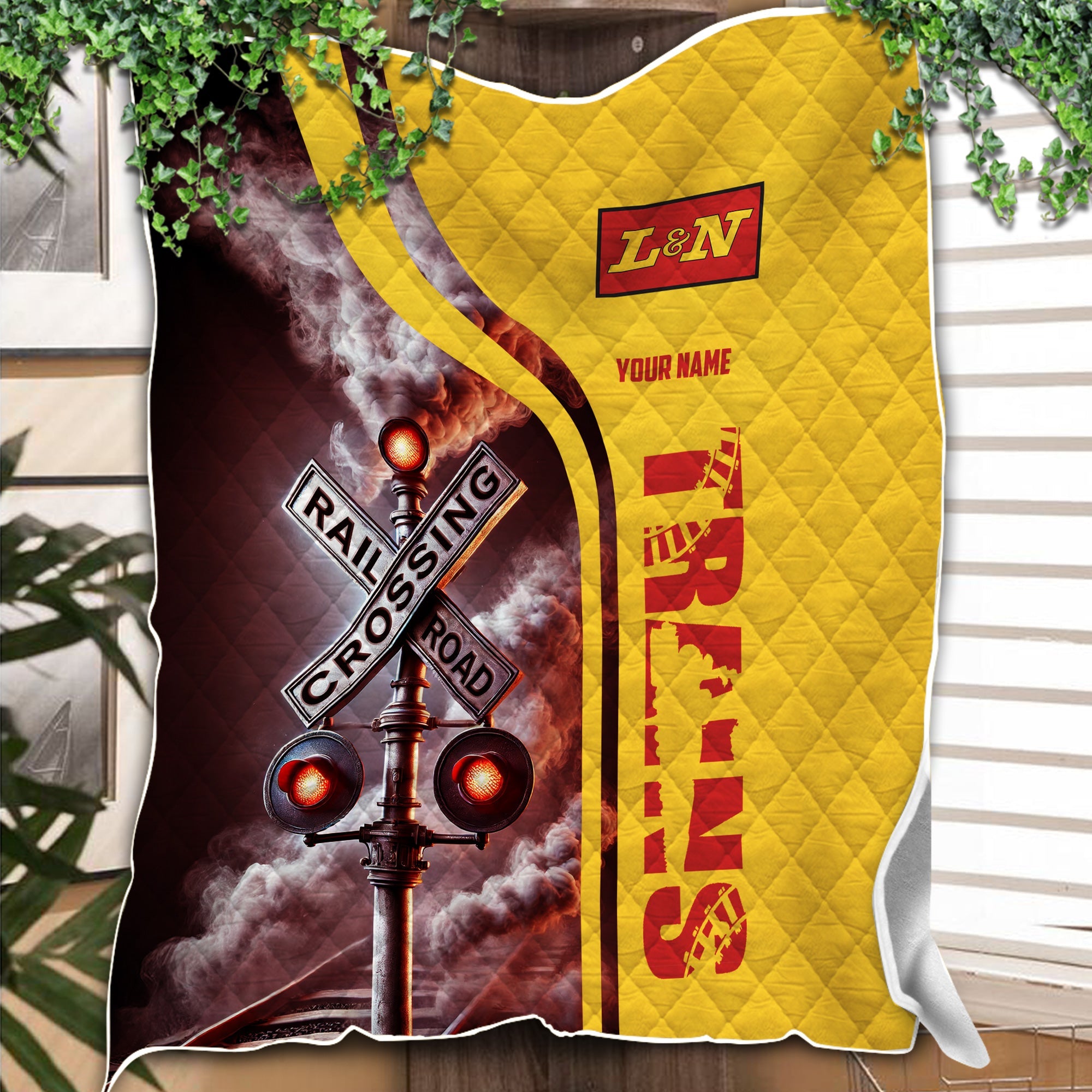 Railspirit Personalized Louisville and Nashville Railroad Premium Quilts Railroad Crossing Sign L&N Quilts All Over Print