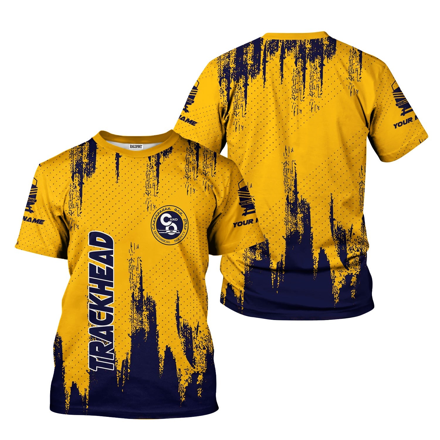 Railspirit Personalized Chesapeake and Ohio Railway T-Shirt Paint Impact Design C&O Train Shirt for Trackhead