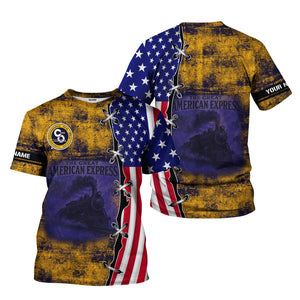 Railspirit Personalized Chesapeake and Ohio Railway T-Shirt Retro American Express Train With USA Flag C&O Shirt