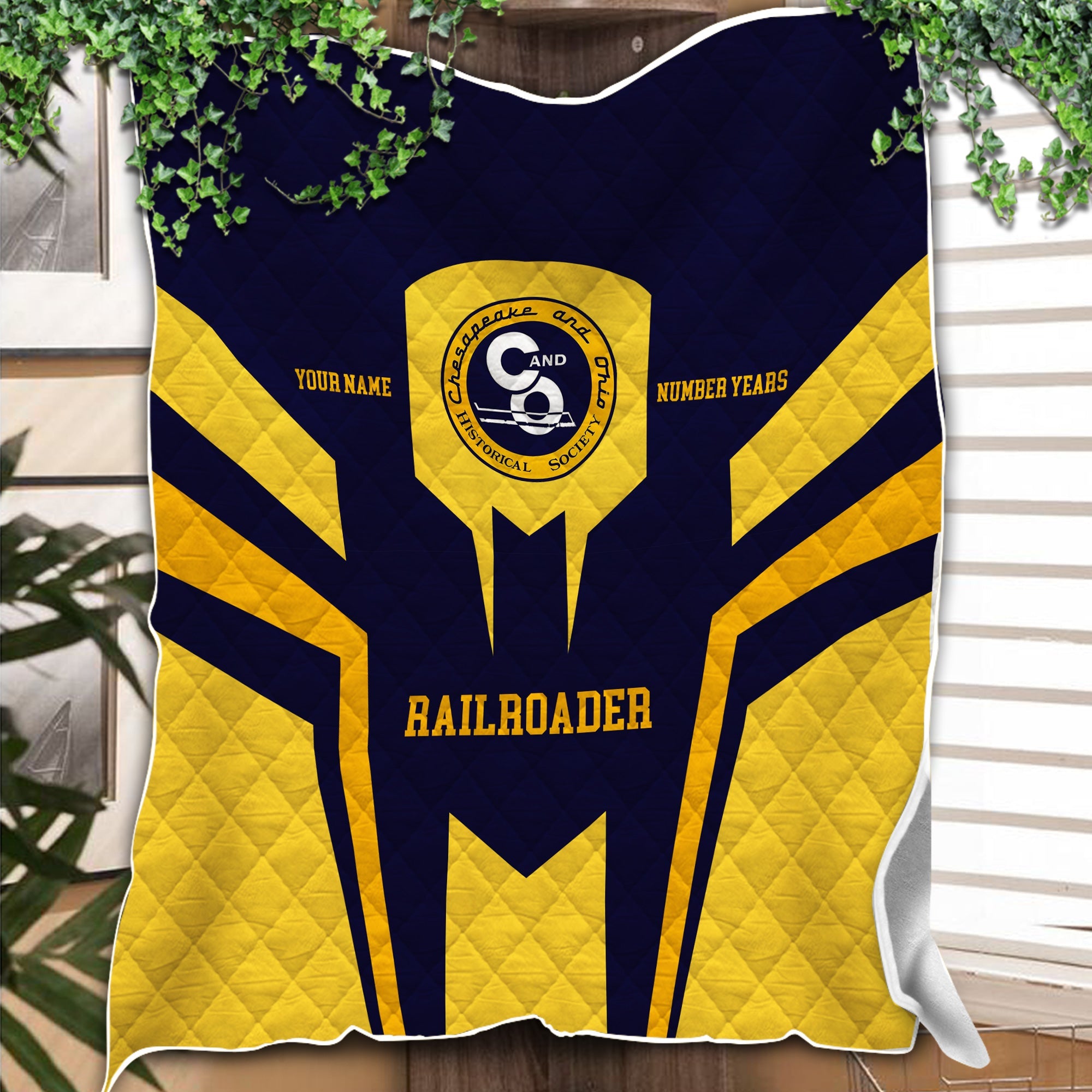 Railspirit Personalized Chesapeake and Ohio Railway Premium Quilts Custom Year Railroader C&O Gift Idea For Train Lover
