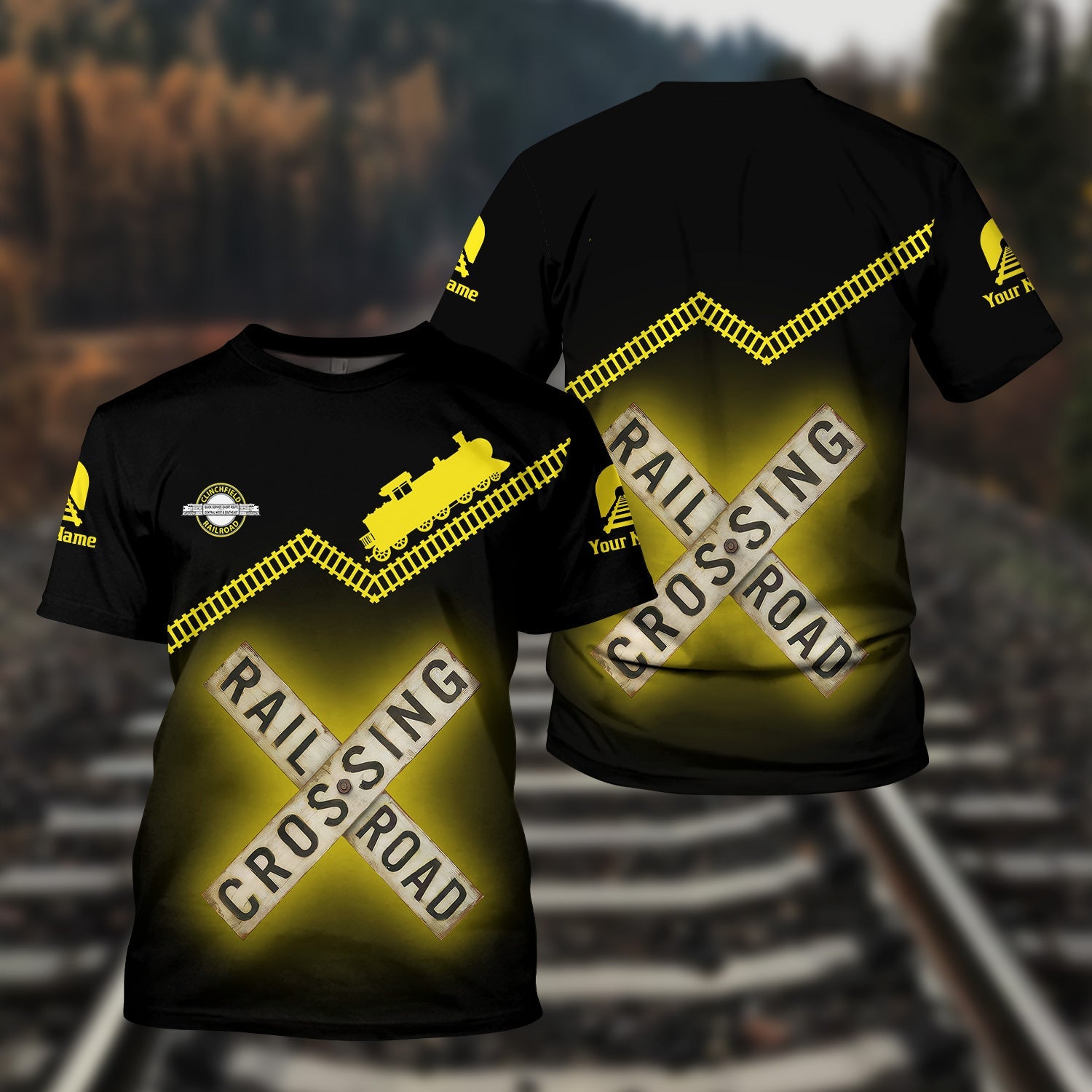Railspirit Personalized Clinchfield Railroad T Shirt Railroad Crossing Printed Train Track Shirt