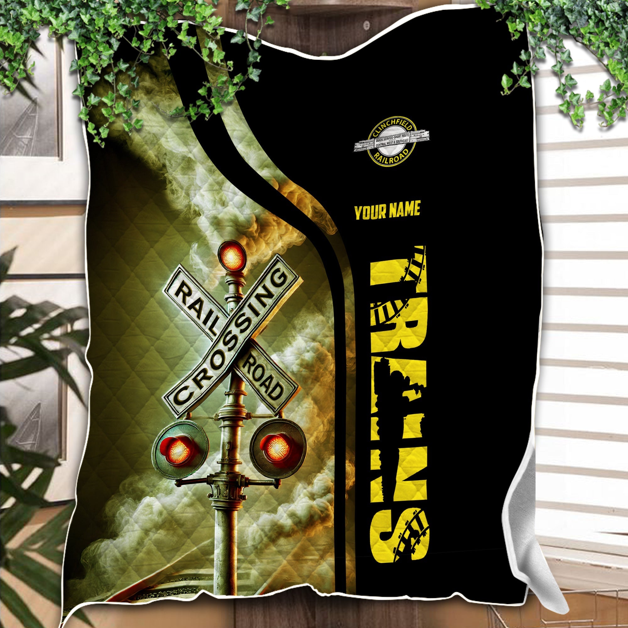Railspirit Personalized Clinchfield Railroad Premium Quilts Railroad Crossing Sign Quilts All Over Print