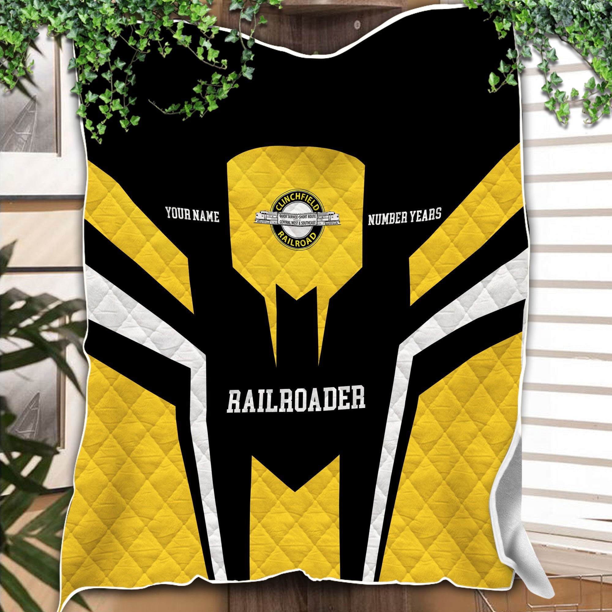 Railspirit Personalized Clinchfield Railroad Premium Quilts Custom Year Railroader Gift Idea For Train Lover