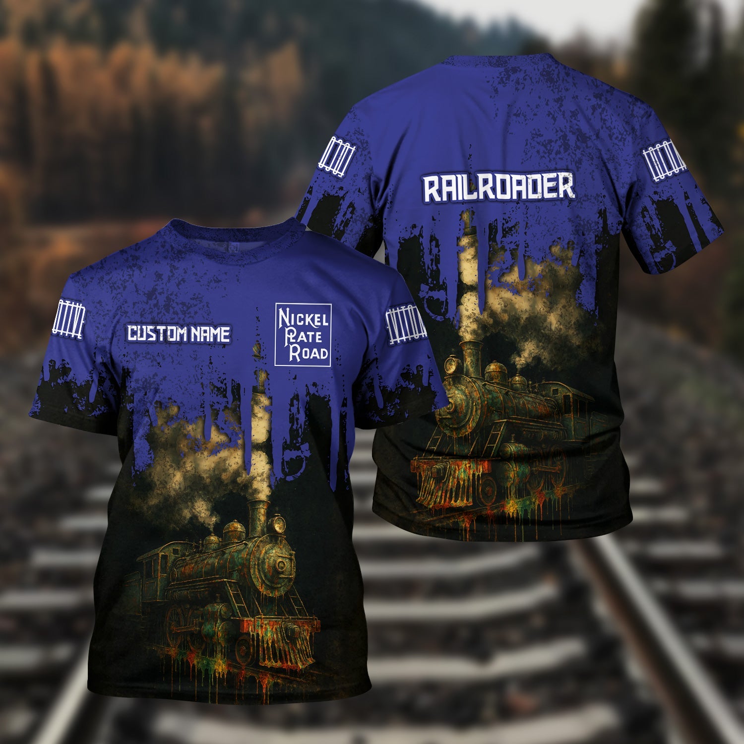 Railspirit Personalized New York, Chicago and St. Louis Railroad T-Shirt Vintage Train Art Style Nickel Plate Road Shirt For Locomotive Fans