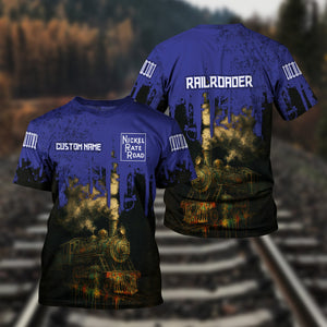 Railspirit Personalized New York, Chicago and St. Louis Railroad T-Shirt Vintage Train Art Style Nickel Plate Road Shirt For Locomotive Fans