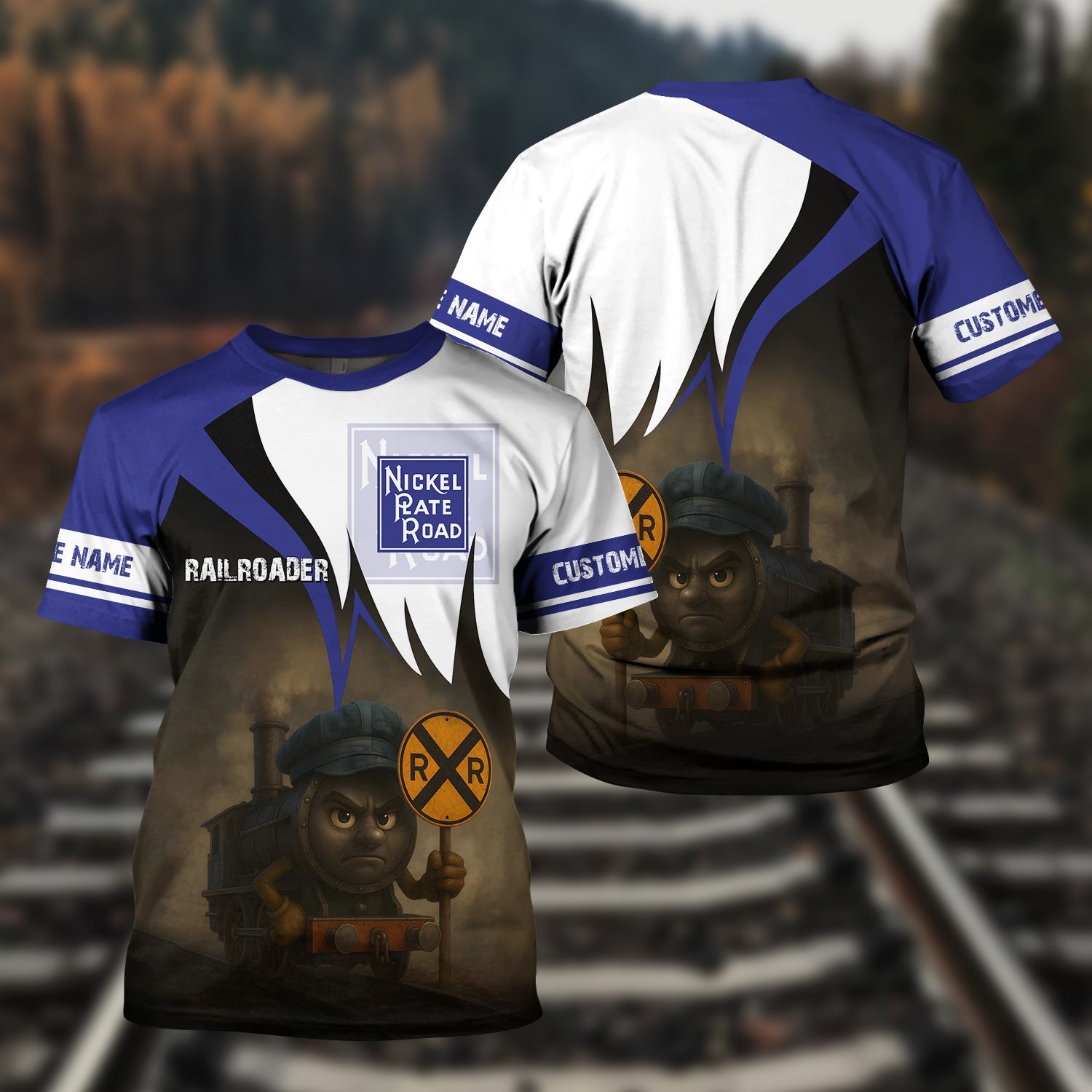 Railspirit Personalized New York, Chicago and St. Louis Railroad T-Shirt Angry Train Nickel Plate Road T-Shirt Gift Idea For Train Lover