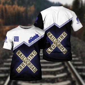 Railspirit Personalized New York, Chicago and St. Louis Railroad T Shirt Railroad Crossing Printed Train Track Shirt