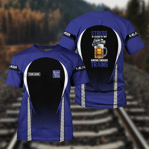 Railspirit Personalized New York, Chicago and St. Louis Railroad T Shirt Stress Is Caused By Not Having Enough Trains Nickel Plate Road Shirt All Over Print