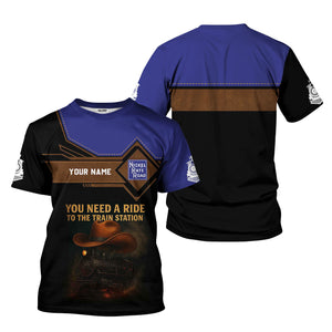 Railspirit Personalized New York, Chicago and St. Louis Railroad T-Shirt You Need A Ride To The Train Station Nickel Plate Road Shirt