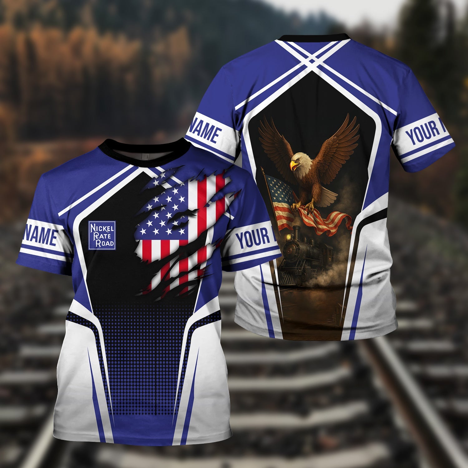 Railspirit Personalized New York, Chicago and St. Louis Railroad T Shirt American Eagle Vintage Train Nickel Plate Road Shirt