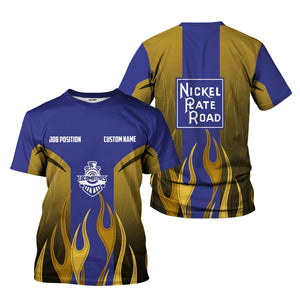 Railspirit Custom Name and Job Title New York, Chicago and St. Louis Railroad T-Shirt Flame Graphic Nickel Plate Road Train Shirt