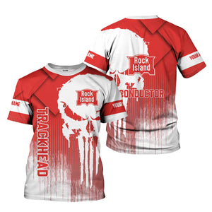 Railspirit Personalized Chicago, Rock Island and Pacific Railroad T-Shirt Skull Design with Custom Job Rock Island Railroad Train Shirt